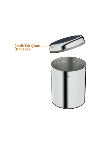 Basic Çöp Kovası - Sallanır Kapaklı 5 L, Parlak Krom Paslanmaz-35.99.57.04.01