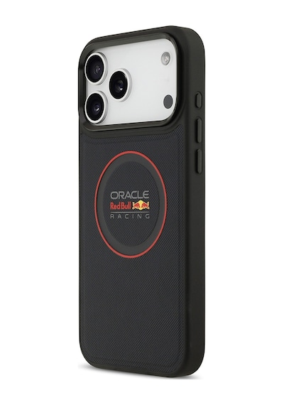 Apple Uyumlu iPhone 17 Pro Max Kılıf Redbull Lisanslı M-safeli Kırmızı Halka Ve Logo Kabartma Pu Deri Kapak Siyah Siyah