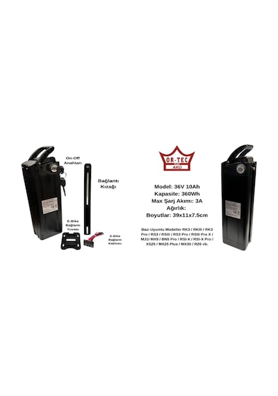 Ortec Rks Elektrikli Bisiklet Bataryası 36v 10ah Diğer