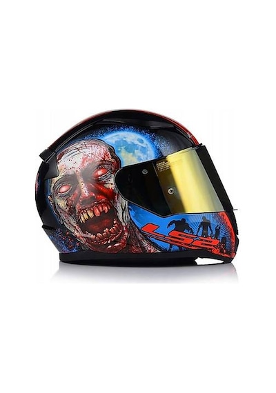 Ls2 Rapıd 2 Zombıe Fullface Motosiklet Kaskı Gold Camlı Kırmızı - Mavi