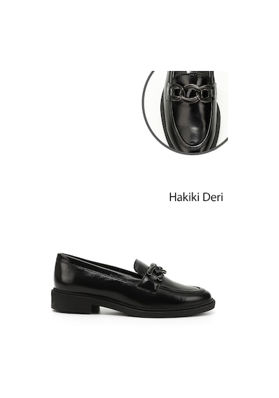 Gönderi(R) Gönderi R Siyah Rugan Tokalı Hakiki Deri Loafer Ayakkabı Siyah