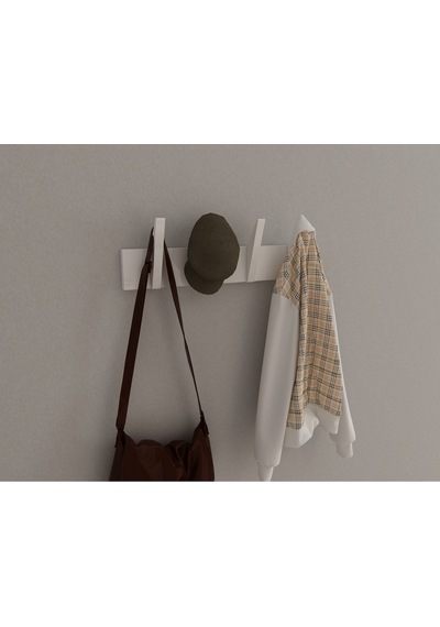 Hepsi3boyutlu Modern Duvar & Kapı Kanca Askılık - 4 Adet Beyaz Kanca Askılık - Model No : 4 Beyaz