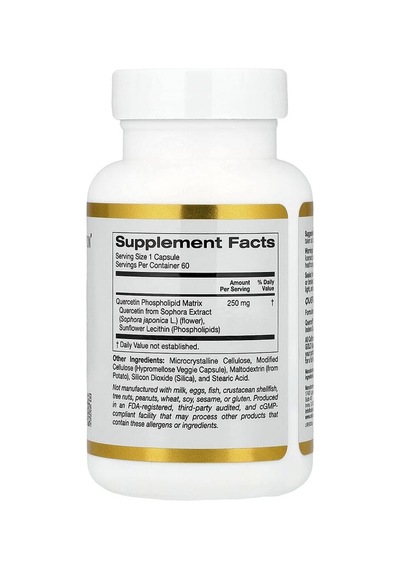 California Gold Nutrition, Quercetin Phytosome Quercefit , 250 Mg, 60 Veggie Capsules