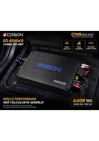 Edison Ed-604lv2 4 Kanal Ab Class Oto Amfi 4x60 Rms