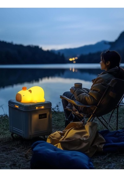 Çocuk Bebek Odası Yatan Kapibara Gece Lambası Led Işıklı Sevimli Figürlü Dokunmatik Silikon Pet Diğer