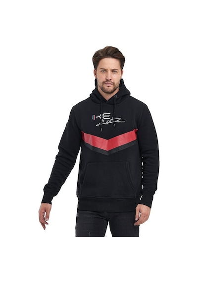 Adams Siyah Kapüşonlu Mavi/kırmızı Baskılı Kanguru Cepli Sweatshirt Siyah