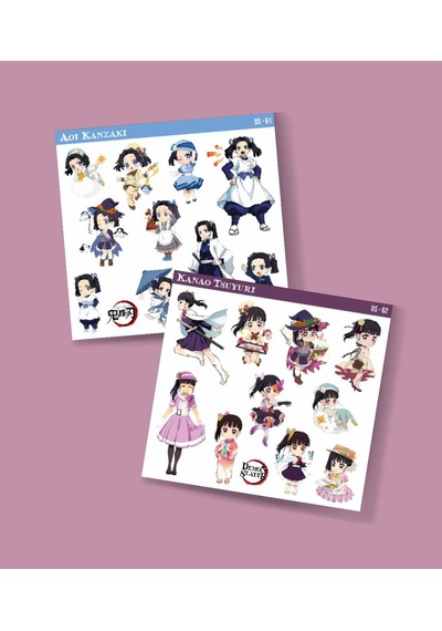 Kanao Tsuyuri-demon Slayer-aoi Kanzaki-parlak Kağıt -2li Sticker Set Süsleme Beyaz