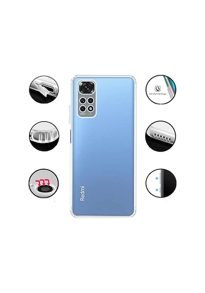 Xiaomi Redmi Note 11S Uyumlu Silikon Kamera Korumalı Şeffaf Kılıf