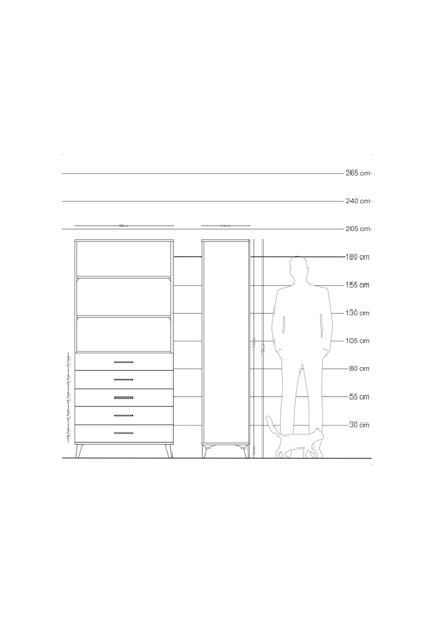Hyperion Dolap 3 Raflı 5 Çekmeceli 88x44x195 Antrasit-aytaşı Antrasit