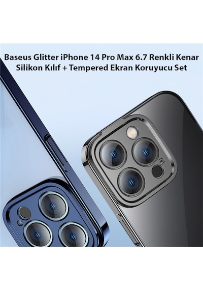 Baseus Glitter Apple Uyumlu iPhone 14 Pro Max Silikon Kilif + Ekran Koruyucu 560751361