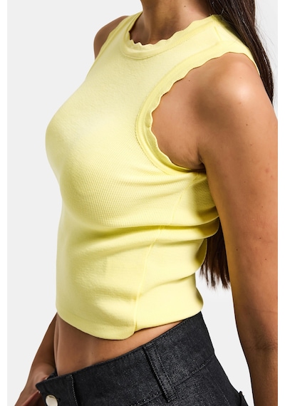 Kadın Sarı S6-108 Crop İnce Yazlık Triko Body
