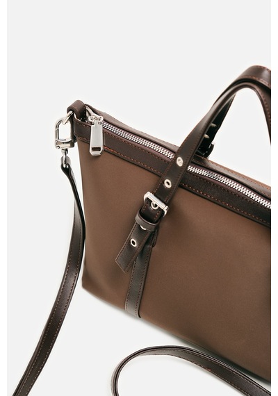 K&S Kemer Detaylı Mini Tote Çanta Kahve