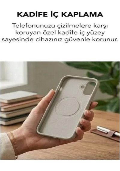 Apple İphone 16 Uyumlu Magsafe Lansman Silikon Kılıf Gri