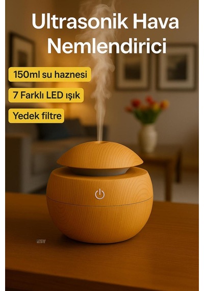 Ahşap Desenli Küre Ultrasonik Hava Nemlendirici