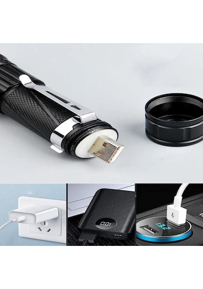 Watton Led Mıknatıslı Usb Şarjlı El Feneri Wt-622-46710 Siyah