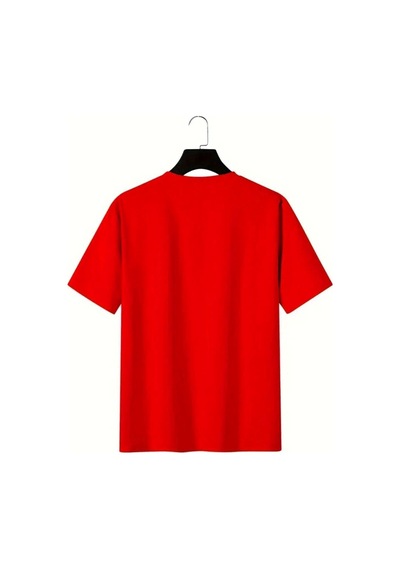 Bear Bubble Tea Baskılı Oversize Süprem T-shirt Kırmızı-282963