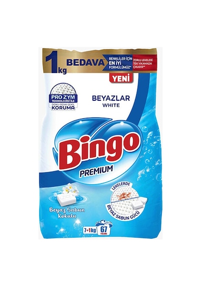 3 Adet Bingo Premium Toz Çamaşır Deterjanı Beyazlar 7+1 Kg Diğer