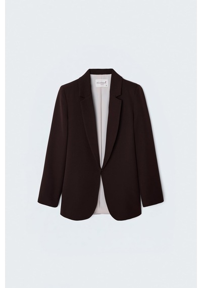 Sateen Klasik Yaka Uzun Ceket - Kahve-137477 Kahverengi