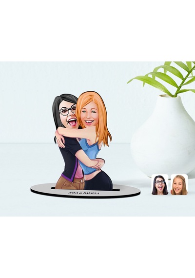 Kişiye Özel Kız Kankalar Karikatürlü Ahşap Biblo Model-2