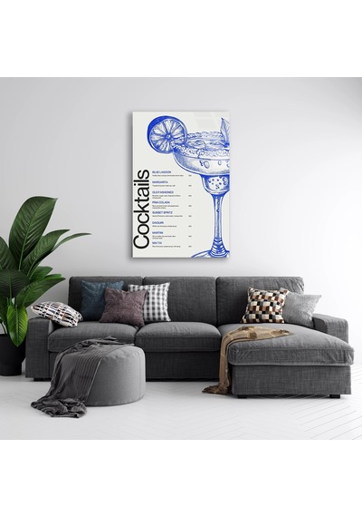 Kokteyl Menüsü - Cam Tablo - Deg1500 35 X 50 Cm