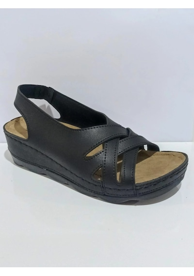 Aryan 37-759 Anatomic Kadın Dolgu Topuk Sandalet Siyah