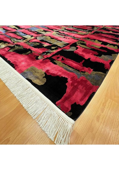 Çağdaş Desenli 200 X 300 İpek Halı Kırmızı