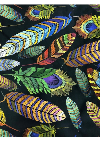 Enesar Home Kuş Tüyü Desen Dijital Baski Döşemelik Kumaş 100 x 140 cm