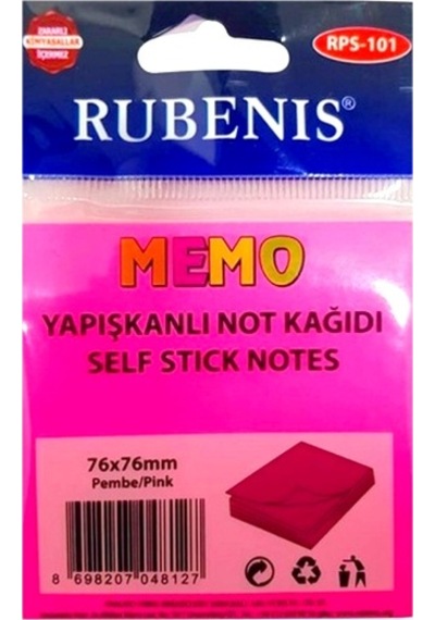 Memo Yapışkanlı Not Kağıdı 76x76mm Pembe - 3 Adet