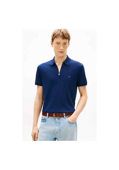 Tommy Hilfiger Interlock Zıp Reg Polo Erkek Mavi Polo - Mw0mw42758