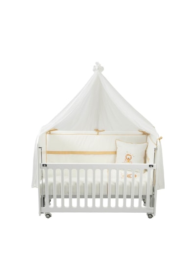 Meltem Kids Sweet Lion Anne Yanı Ahşap Sallanır Beşik 60x120 Cm Beyaz-lion Beyaz