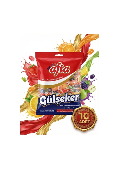 Afia Gülşeker Karışık Meyve Aromalı Şeker 10x175 Gr