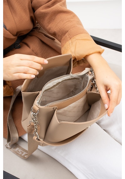 Just Polo Kadın Polo Kumaş Jp Gümüş Logolu Şık El Ve Omuz Çantası Shoulder Bag Ebat: 23 X 18 Cm Vizon