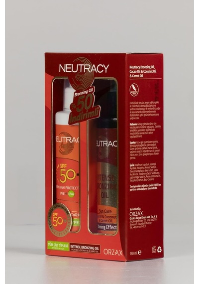 Orzax Neutracy Spf 50 Tüm Ciltler Güneş Ürünü Ve Bronzing Oil 150 Ml Kofre