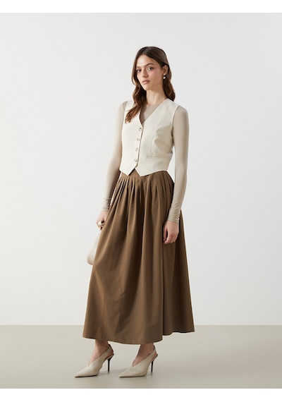 Lcw Modest Haki Loose Fit Kadın Kloş Etek