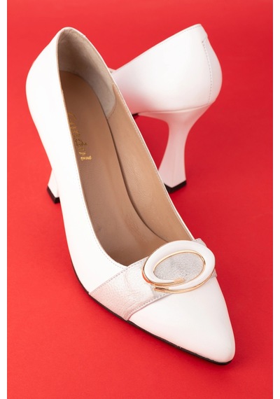 Gondol Kadın Hakiki Deri Stiletto Ayakkabı Ast.6201 Beyaz