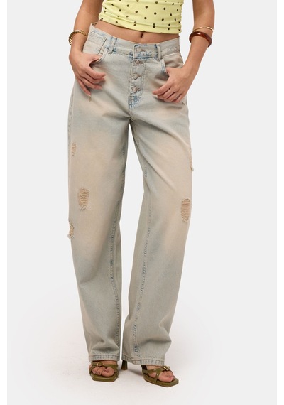 Kadın Kot Rengi 12s6-65 Loose Baggy Fit Denim Jean