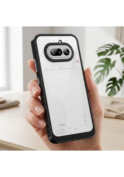 Caseonn Nothing Phone 4a Kılıf Kamera Korumalı Darbe Emici Şeffaf Arka Kapak Siyah