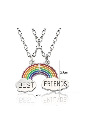 2 Adet Gökkuşağı Best Friends Kolye Bff Ikili Arkadaşlık Kolyesi Çok Renkli