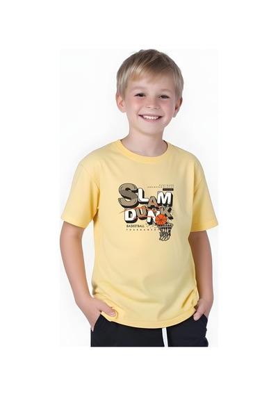 Fyk Kids Erkek Çocuk Yazlık Slam Dunk Baskılı Alt-üst Takım Sarı