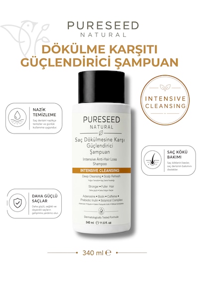 Pureseed Natural Saç Dökülmesine Karşı Güçlendirici Şampuan - Derinlemesine Bakım - 340 Ml