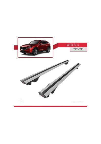 Mazda Cx-5 2012-2017 Arası İle Uyumlu Hook Model Anahtar Kilitli Ara Atkı Tavan Barı Gri