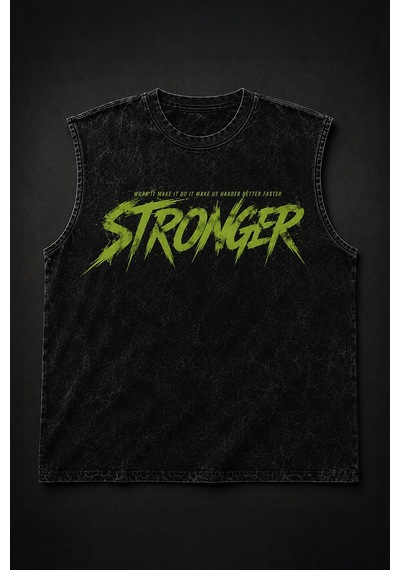 Technomonkey Siyah Yıkamalı Stronger Kolsuz T-shirt