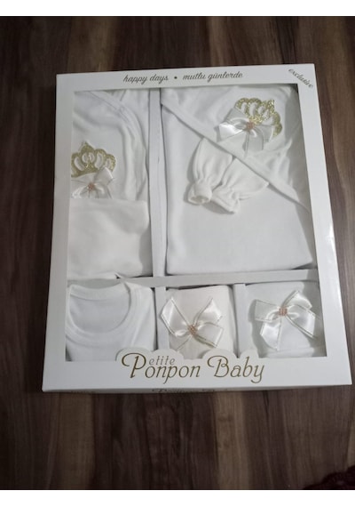 Petite Ponponbaby 10 Lu Hastane Çıkışı Setikraliçe Taçlı Gold Beyaz