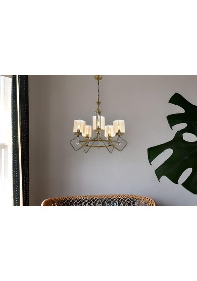 Avonnı Av601355e Eskitme Kaplama Avize E27 Metal Dekoratif Salon Aydınlatma Af3-3793 - Teşhir Bronz