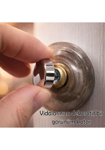 20 Adet Vida Kapatıcı Kapağı 15 Mm Metal Vida Tapası Tıpası Dekoratif Vida Gizleyici Krom Krom
