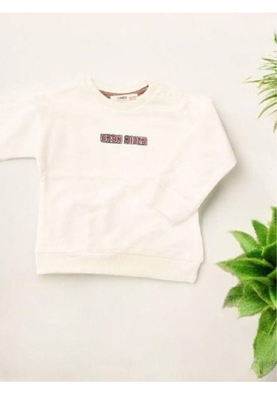 Çikoby Erkek Bebek Urbn Rider Yazılı Sweatshirt-14875 Krem
