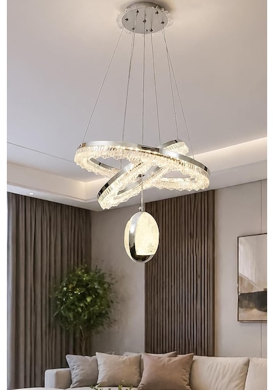 Rüya Modern Krom Tasarım Sarkıt Led Avize 3 Renk Işık Kristal Görünüm Oturma Odası Yemek Odası Salon Yatak Oda Diğer