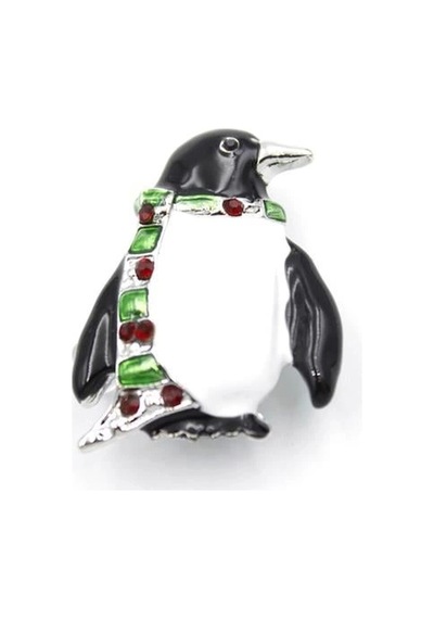 Penguen Broş - Beyaz Çok Renkli