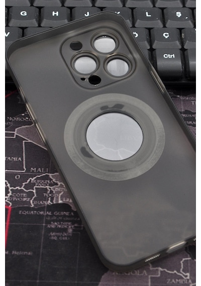Apple Uyumlu iPhone 14 Pro Max Uyumlu Siyah Renkli Yarı Şeffaf İnce Sert Kapak Kılıf Kamera Lens Korumalı Siyah -