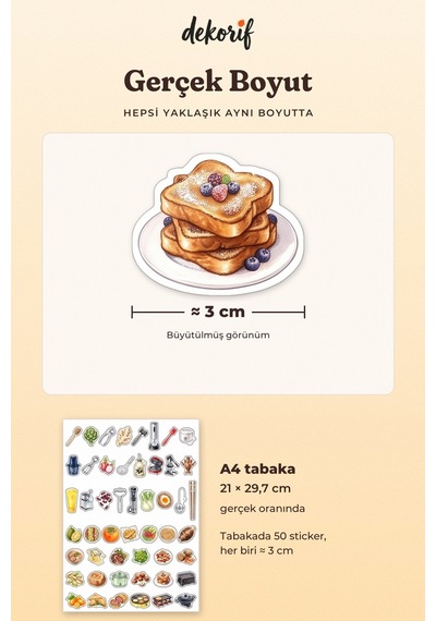 Mutfak Sticker Seti 100 Adet - Yemek Pişirme Gereçleri Ve Malzemeleri Suluboya Ajanda Çıkartma Çok Renkli